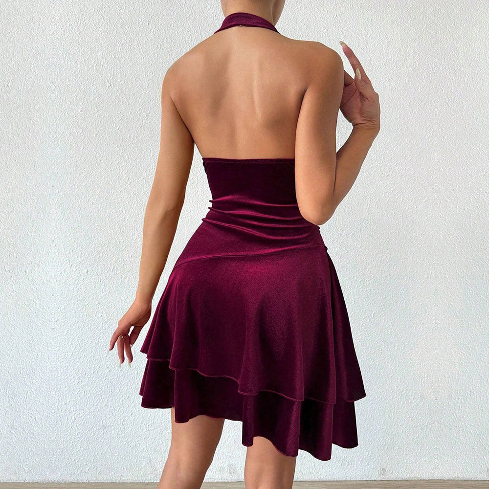 Women Clothing Sexy Halter Dress Autumn Winter Backless Socialite Sexy Design Short Bella Mia